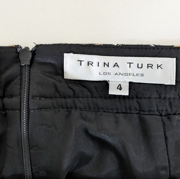 Trina Turk Geometric Print Textured Skirt - Black Tan White - Size 4 Womens - Picture 5 of 5